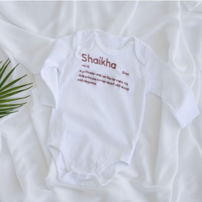 Embroidered- Long Sleeve Name Onesie (nb-24 months)