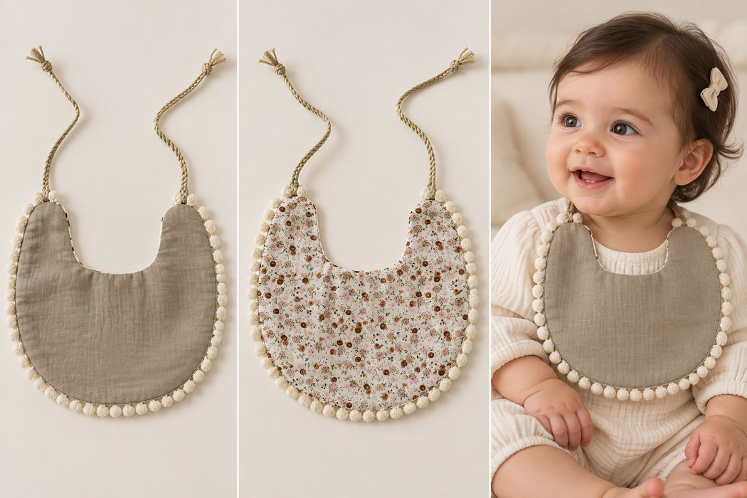 Gray Beige double sided bib