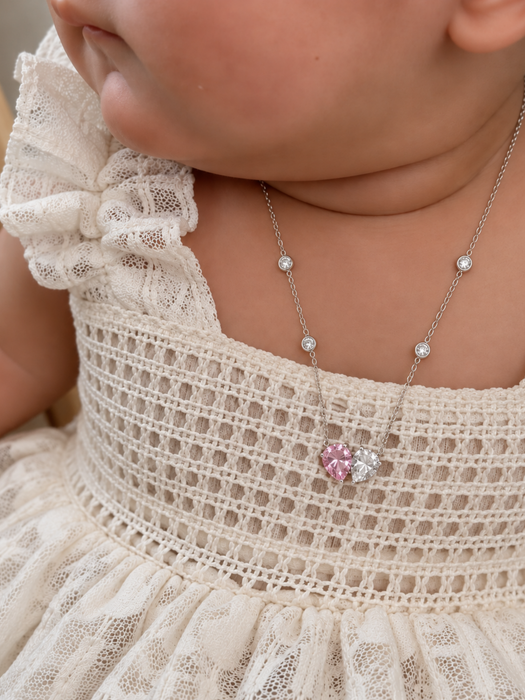 Pink and white spotlight necklace