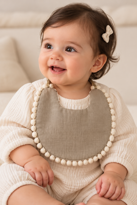 Gray Beige double sided bib