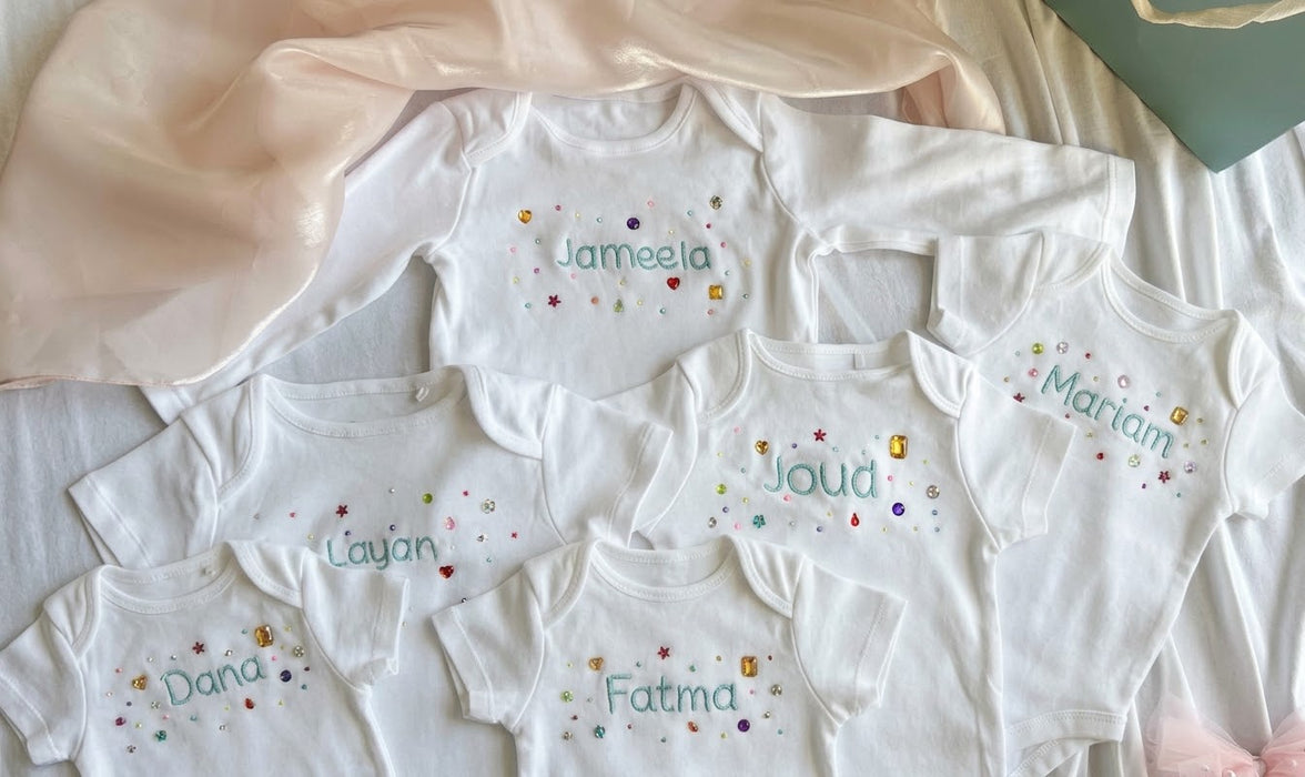 Bedazzled Name Onesie