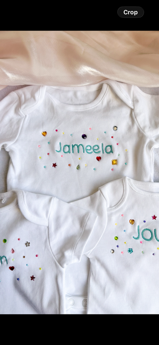 Bedazzled Name Onesie