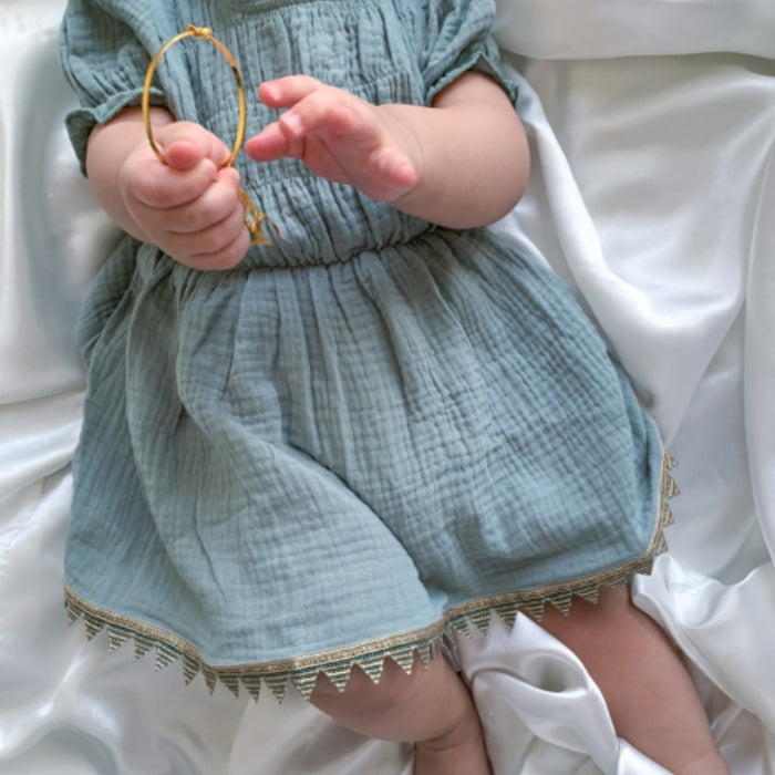 Teal Dress with Gold lining